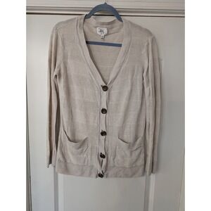 Milly New York Womens 100% Linen V-Neck‎ Cardigan Sweater Medium minimalist